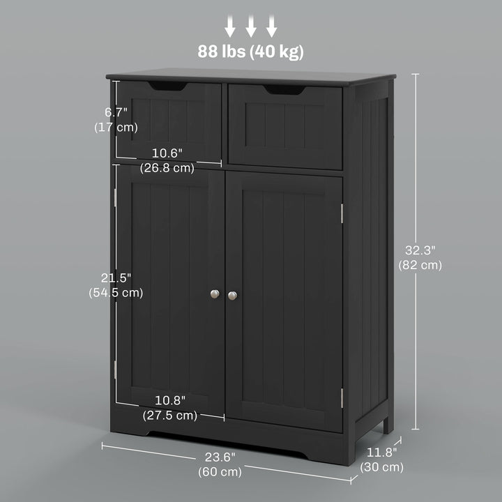 kleankin Bathroom Cabinet, Bathroom Storage Cabinet with 2 Drawers, Adjustable Shelf for Living Room, Entryway, White