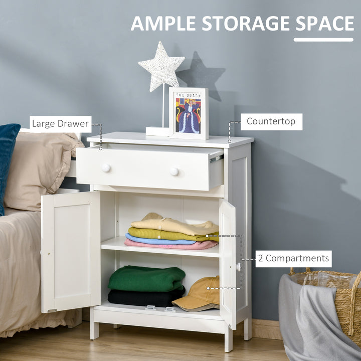 HOMCOM Bathroom Cabinet, Freestanding Accent Sideboard with Storage Drawer & Adjustable Shelf, White