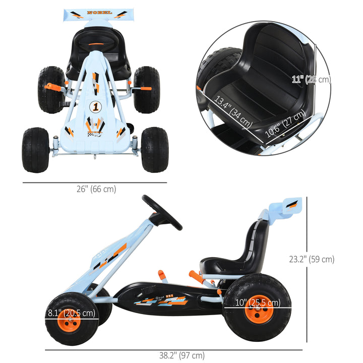 Aosom Pedal Powered Kids Go Kart Children 4 Wheel Ride on Car Cute Style with Adjustable Seat, Handbrake and Shift Lever Outdoor Racer Pedal Car for 3-6 years old Boys and Girls