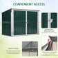 Outsunny Outdoor Metal Storage Shed Garden Garbage Can Organizer with Double Door and Vents for 2 Trash Cans, Dark Grey