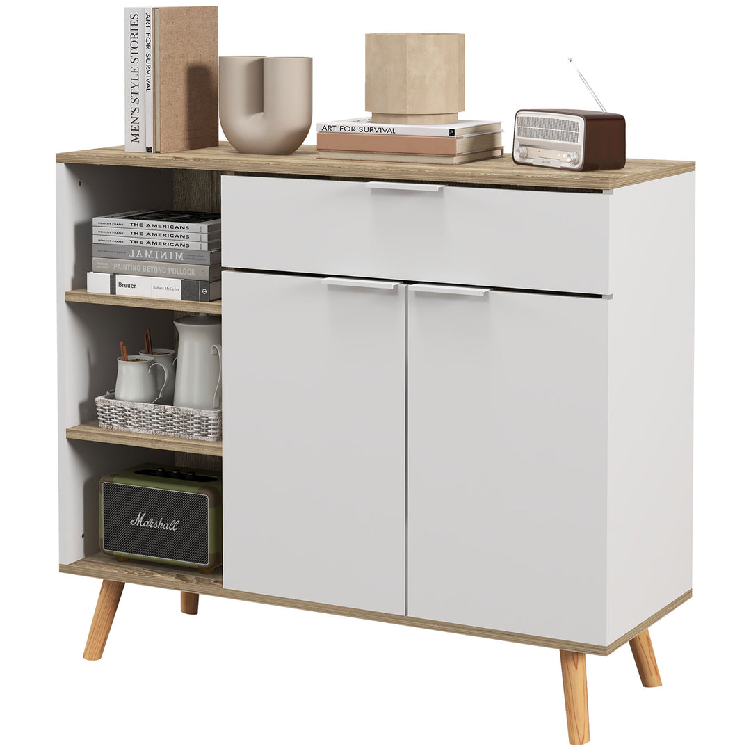 HOMCOM Modern Sideboard Cabinet, Freestanding Sideboards and Buffets with 2 Doors, Drawer and Adjustable Shelves
