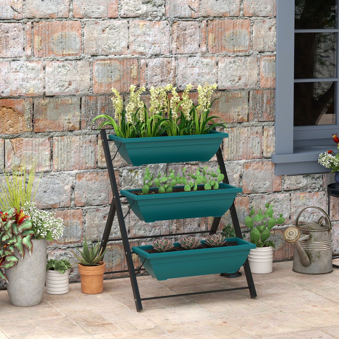 Outsunny 3-Tier Vertical Raised Garden Planter with 5 Boxes, Outdoor Plant Stand Grow Container for Vegetable Flowers
