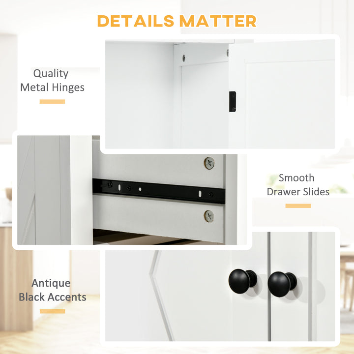 HOMCOM 72.5" Kitchen Pantry Cabinet, Freestanding Storage Cabinet with 4 Doors, Drawer and Adjustable Shelves, Black