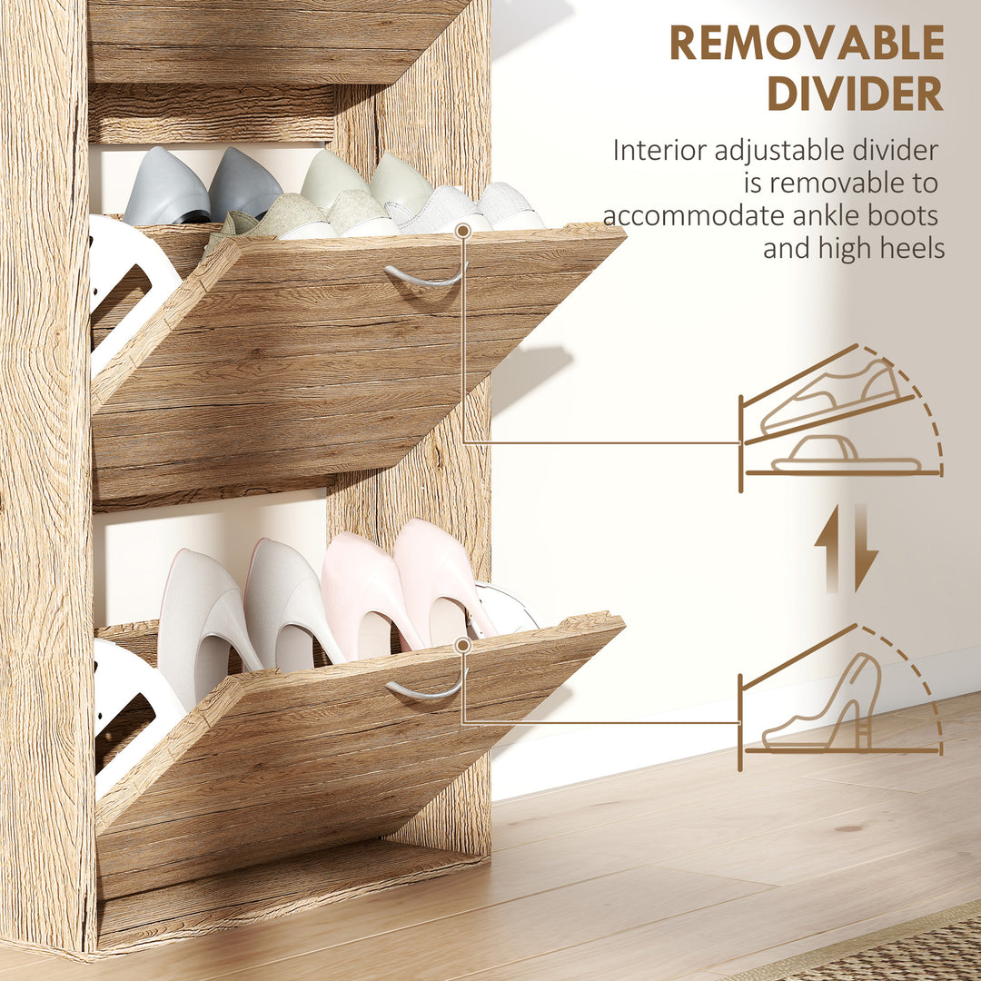 HOMCOM Shoe Storage Cabinet with 3 Flip Drawers, Narrow and Slim, 12 Pair of Shoes Organizer for Hallway, Entryway