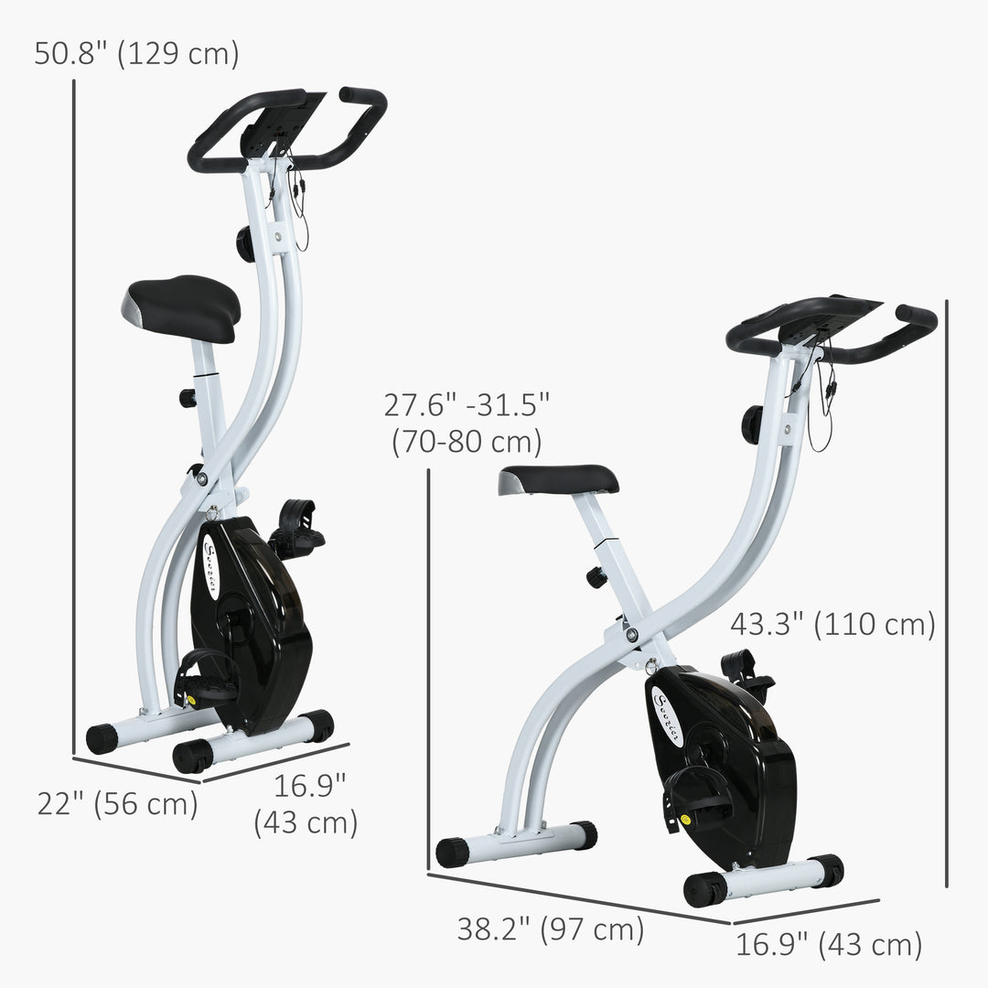 Soozier Foldable & Quiet Exercise Bike with 8-Level Magnetic Resistance, Pulse Sensor, Wheels and LCD Monitor, Black