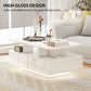 HOMCOM Coffee Table with RGB LED Lights, Modern Living Room Table with 4 Drawers, Open Shelf, Remote Control, High Gloss White