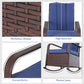 Outsunny Outdoor Wicker Rocking Chair with Cushion, Patio PE Rattan Recliner Chair with Adjustable Footrest, Armrests, Dark Blue