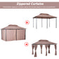 Outsunny 10' x 13' Patio Gazebo, Outdoor 2-Tiers Garden Canopy Yard Sunshade Shelter with Curtains, Khaki
