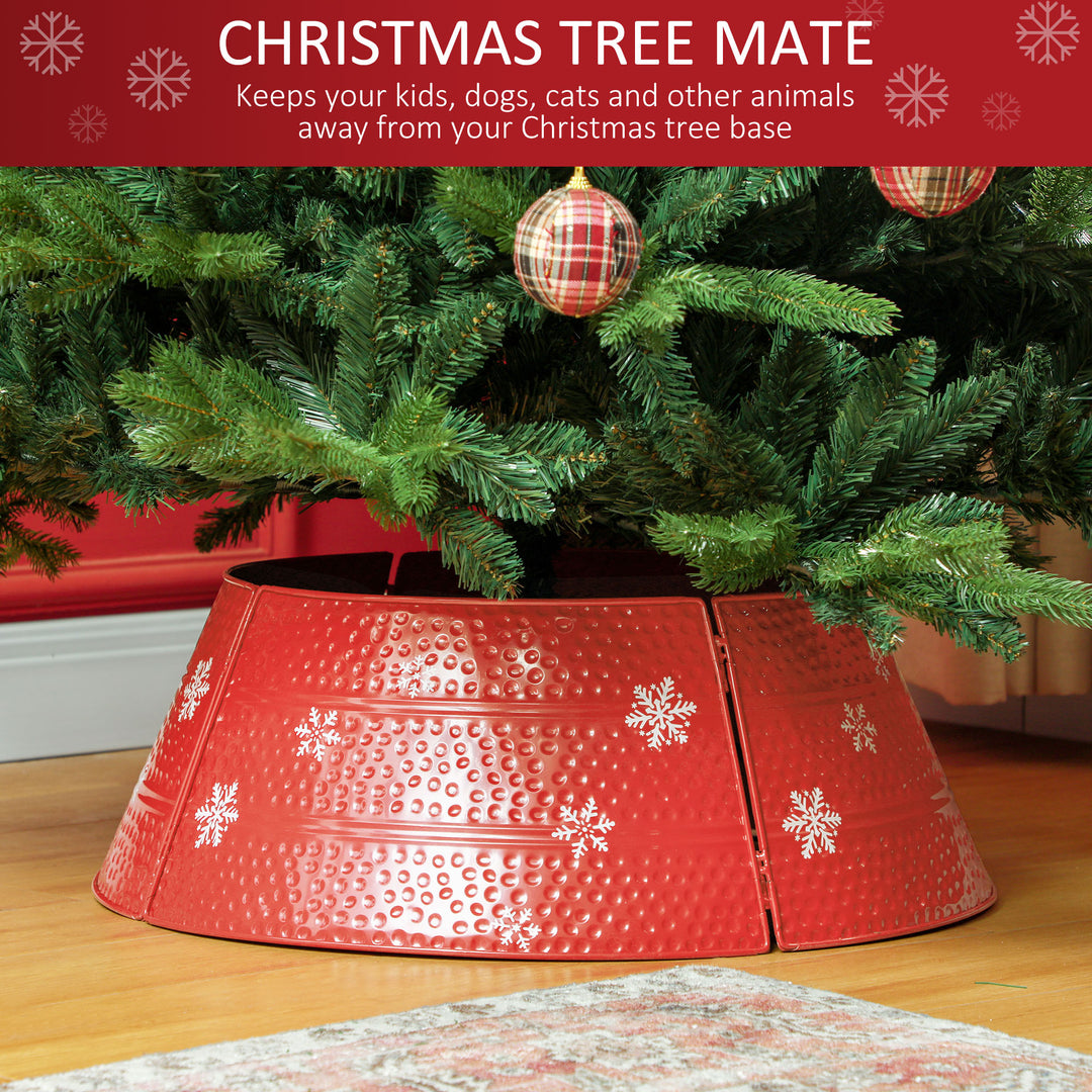 HOMCOM Metal Christmas Tree Collar, 26 Inch Round Christmas Tree Ring for Home Holiday Decoration, White