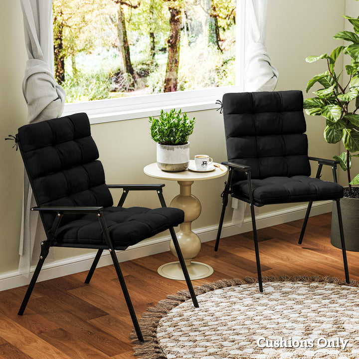 Outsunny 2-Piece Back Seat Cushion Replacement, Outdoor Patio Chair Cushions Set with Ties, Button Tufted, Navy Blue