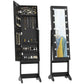 HOMCOM Free Standing Armoire Organizer, Lighted Mirrored Jewelry Cabinet w/ Angle Adjustable & 16 LED Lights Warm White