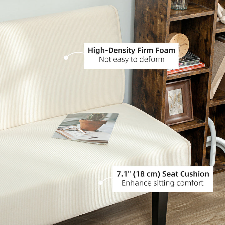 HOMCOM 46.5" Loveseat Couch with USB Ports, Corduroy Love Seat Sofa with Wood Legs for Living Room, Bedroom, Small Space, Grey