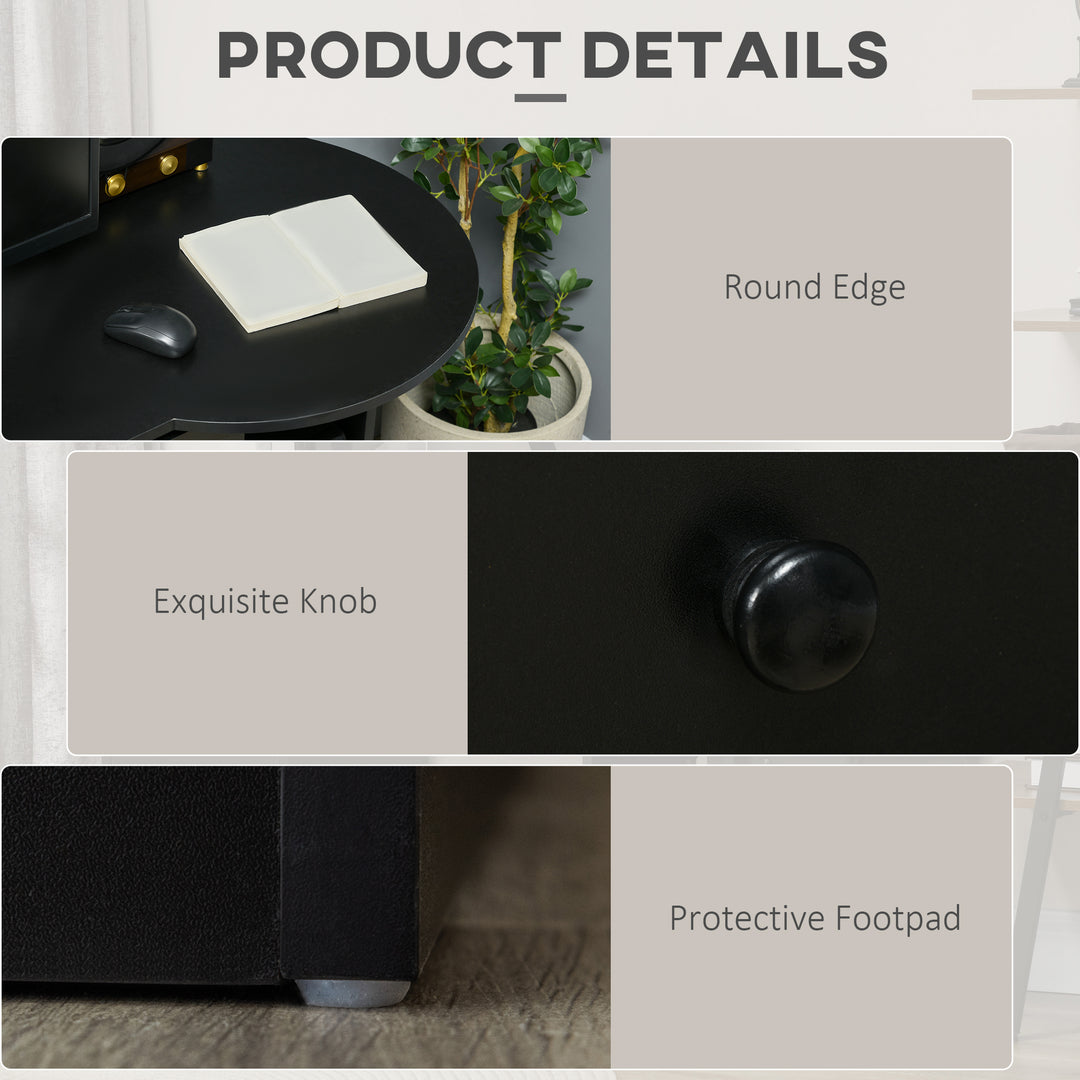 HOMCOM Computer Desk with Storage, Home Office Laptop Table with Shelves and Drawers, Modern Workstation Desk with Keyboard Tray for Study, Living Room, Black