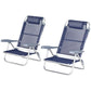 Outsunny Set of 2 Fishing Chairs, Camping Chairs with Adjustable Backrest and Headrest, Folding Chair for Outdoor, Light Grey