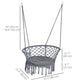 Outsunny Hanging Hammock Chair, Cotton Rope Porch Hammock Swing with Metal Frame and Cushion, Large Macrame Seat for Patio, Garden, Bedroom, Living Room,  Dark Grey