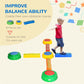 Outsunny 8pcs Balance Beam for Kids, 4 Sensory Pads and 4 Beams with Non-slip Surface & Bottom, Stackable Stepping Stones Kids for Boys Girls 3-6 Years, Multicoloured