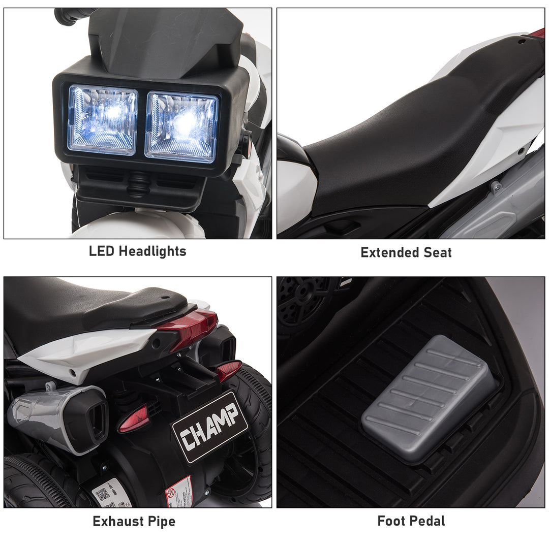 Aosom Kids Electric Pedal Motorcycle Ride-On Toy 6V Battery Powered w/ Music Horn Headlights Motorbike for Girls Boy Blue