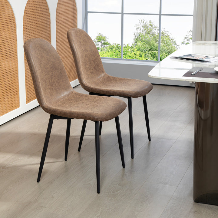 HOMCOM Retro Dining Table Chairs Set of 4, PU Leather Upholstered Kitchen Table Chairs for Living Room, Bedroom