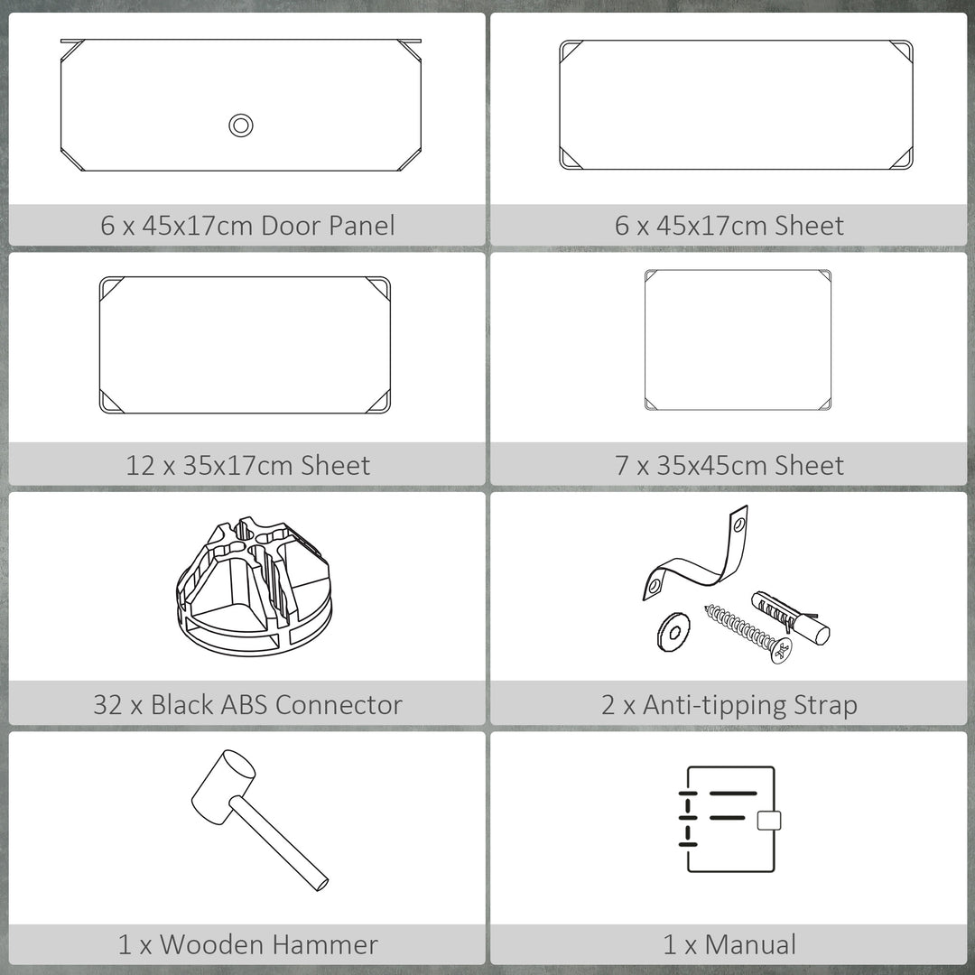 HOMCOM 6-Tier Shoe Rack, 6 Cube Storage Organizer with Doors, DIY 6-Cube Modular Cabinet for Living Room, Black