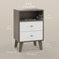 HOMCOM Nightstand Set of 2, Modern Bedside Table, Night Stand for Living Room with 3 Drawers and Open Storage, Grey