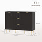 HOMCOM Modern Kitchen Storage Cabinet, Sideboard Buffet Cabinet w/ 3 Drawers and Adjustable Shelves for Kitchen Hallway, Black