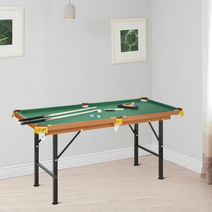 Soozier 54.3"L Mini Pool Table Portable Billiard Table Includes Cues, Ball, Chalk, Rack, Green
