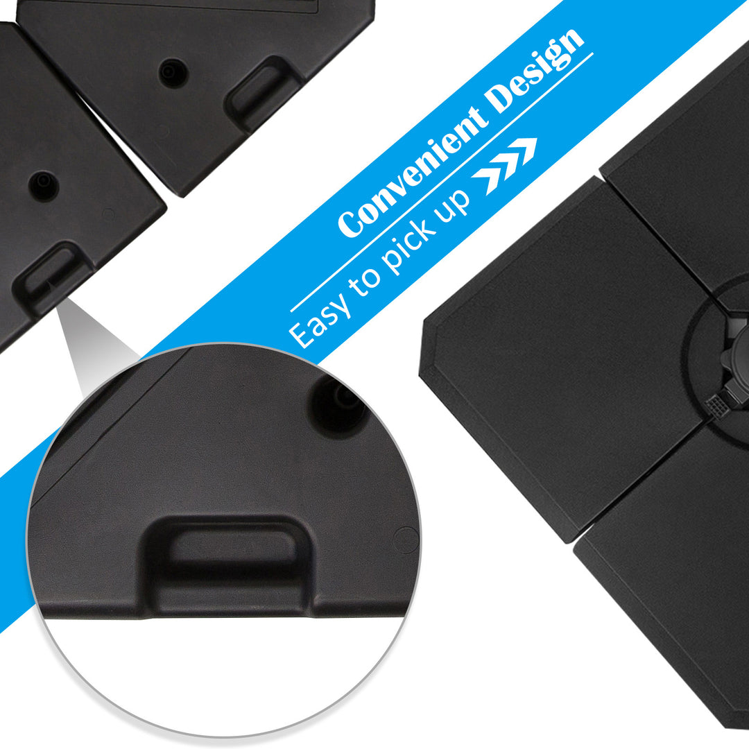 Outsunny 4 Pieces Umbrella Base Parasol Stand for Cantilever Umbrella Fill w/ Sand or Water Black