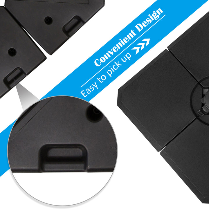 Outsunny 4 Pieces Umbrella Base Parasol Stand for Cantilever Umbrella Fill w/ Sand or Water Black