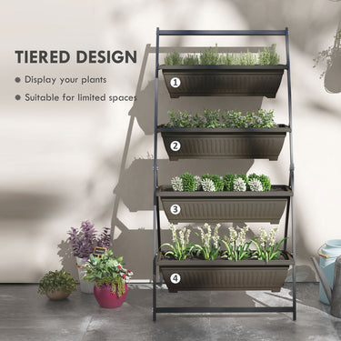 Outsunny 4-Tier Vertical Raised Garden Planter with 4 Boxes, Outdoor Plant Stand Grow Container for Vegetable Flowers, Brown