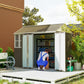 Outsunny 8.5' x 5.5' Metal Garden Storage Shed, Outdoor Tool Storage House with Lockable Door, Vents, Sloped Roof, Light Grey