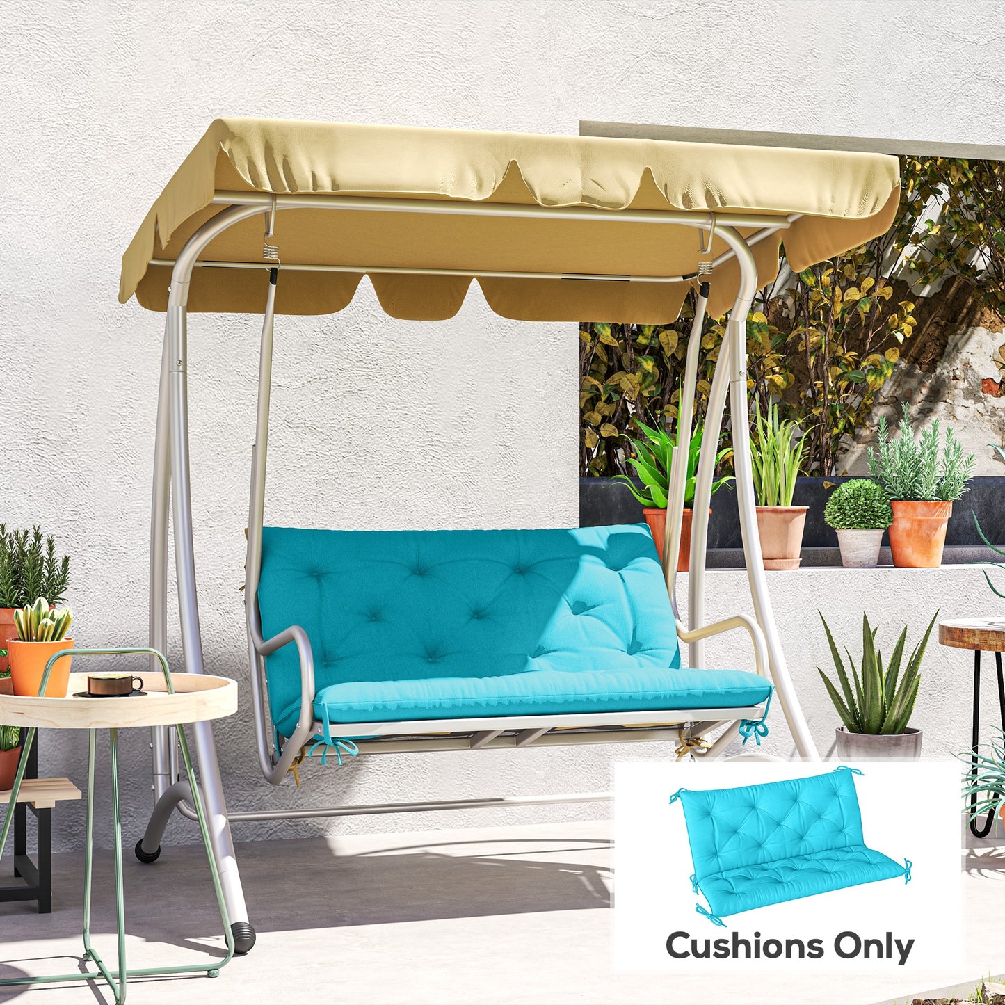 Outsunny Porch Swing Cushion Garden Bench Cushion with Backrest, Non-Slip 2-Seater Thick Pad, Swing Chair Mat Replacement for Indoor and Outdoor, 39.4" x 38.6", Wine Red