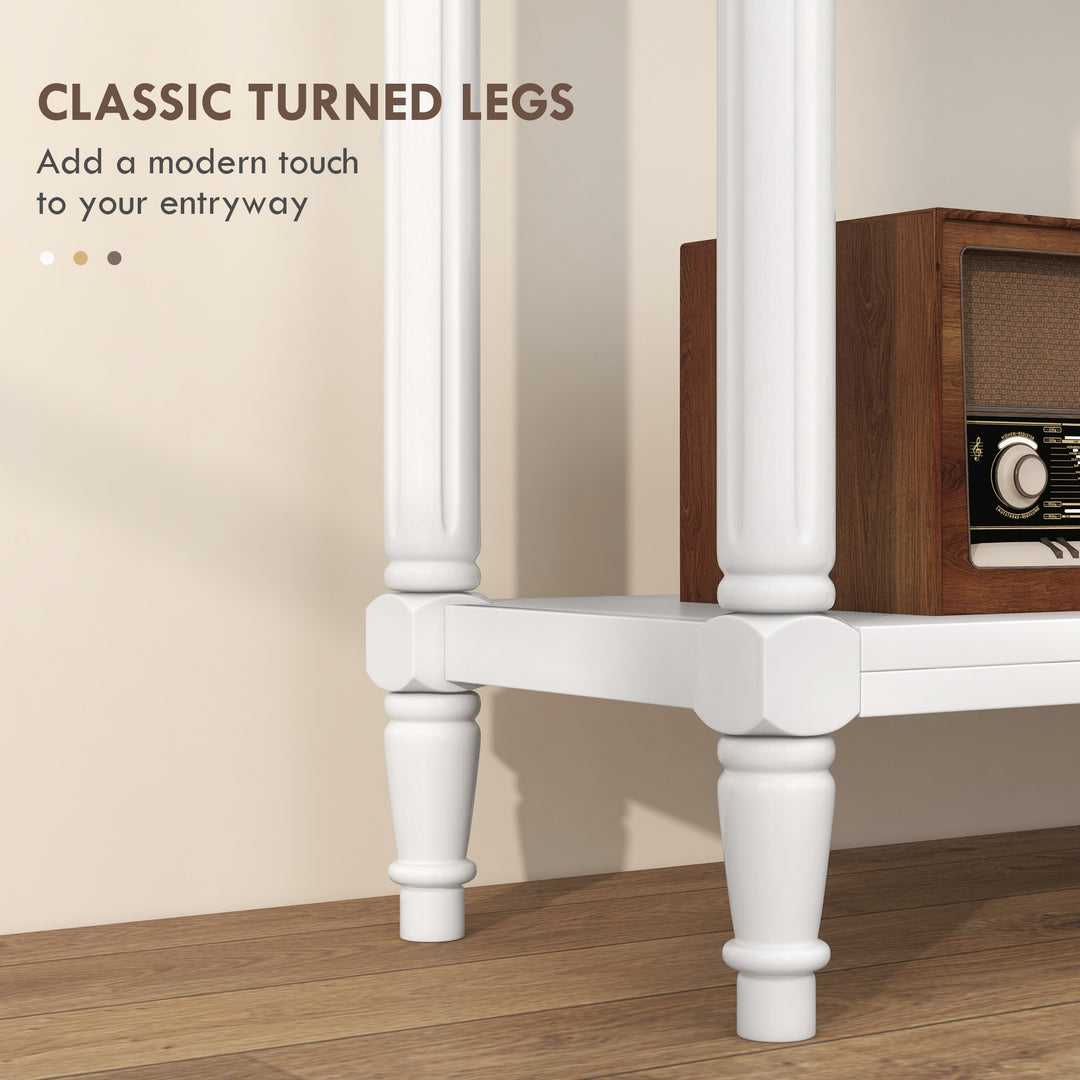 HOMCOM Hallway Console Table, Modern Entryway Table with 2 Drawers, Storage Shelf, Turned Legs for Living Room, Bedroom, Black