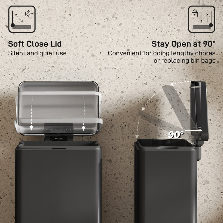 HOMCOM 5.3 Gallon/20 L Garbage Bin with Soft Close Lid, Trash Can with Removable Inner Bucket for Kitchen, Office, Cream White