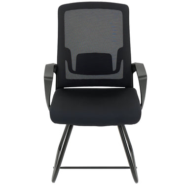 HOMCOM Waiting Room Chair, Desk Chair No Wheels with Mesh Back, Lumbar Support, Metal Base for Reception Room, Conference Room