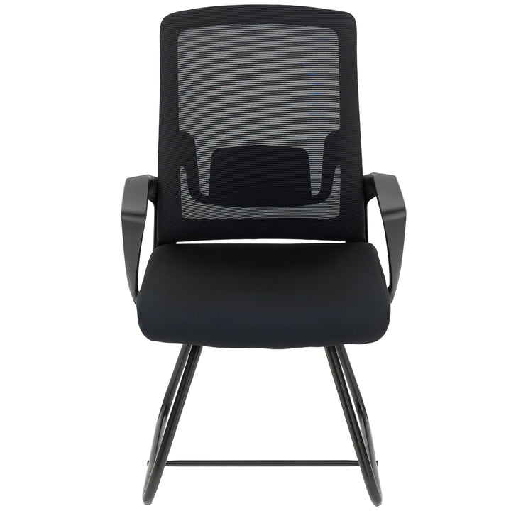 HOMCOM Waiting Room Chair, Desk Chair No Wheels with Mesh Back, Lumbar Support, Metal Base for Reception Room, Conference Room