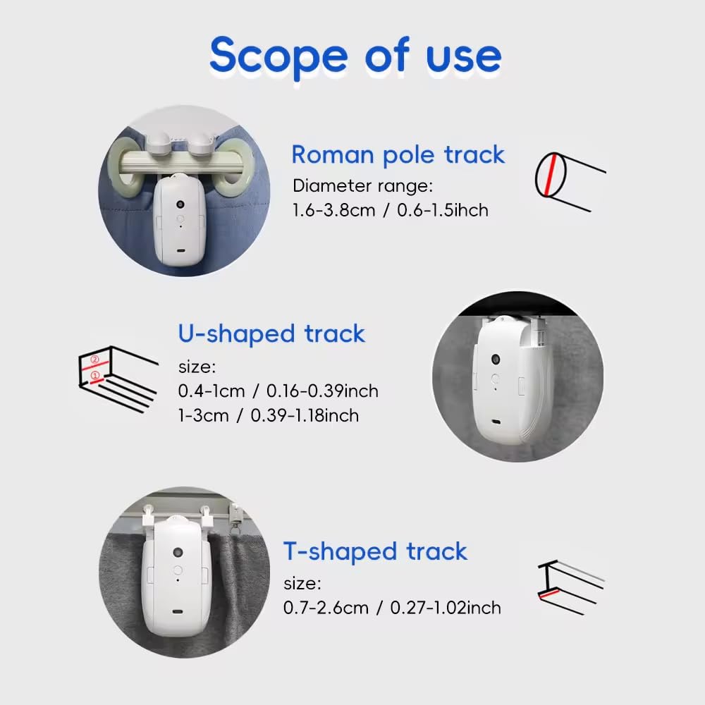 Smart Automatic Curtain Opener Closer,Automatic Curtain Rod Opener,Remote Controlled Electric Curtain Opener,Upgraded High-Performance Curtain Robot Motor,Electronic Auto Curtain Mover Gadget