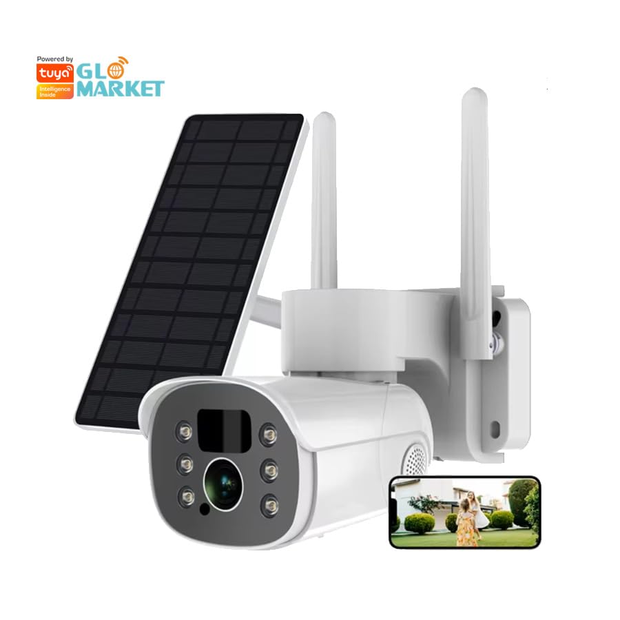 2K Solar Security Camera Wireless Outdoor, 2.4G WiFi & 360˚PTZ Camera, Color Night Vision, Motion Detection, 2-Way Audio, Solar-Powered Battery, Alexa/Google Assistant, SD Card/Cloud Storage