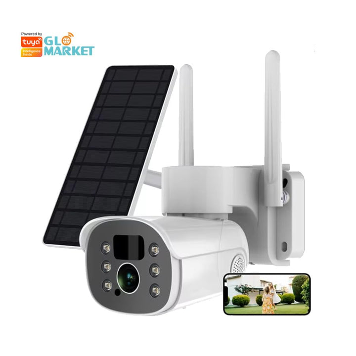 2K Solar Security Camera Wireless Outdoor, 2.4G WiFi & 360˚PTZ Camera, Color Night Vision, Motion Detection, 2-Way Audio, Solar-Powered Battery, Alexa/Google Assistant, SD Card/Cloud Storage