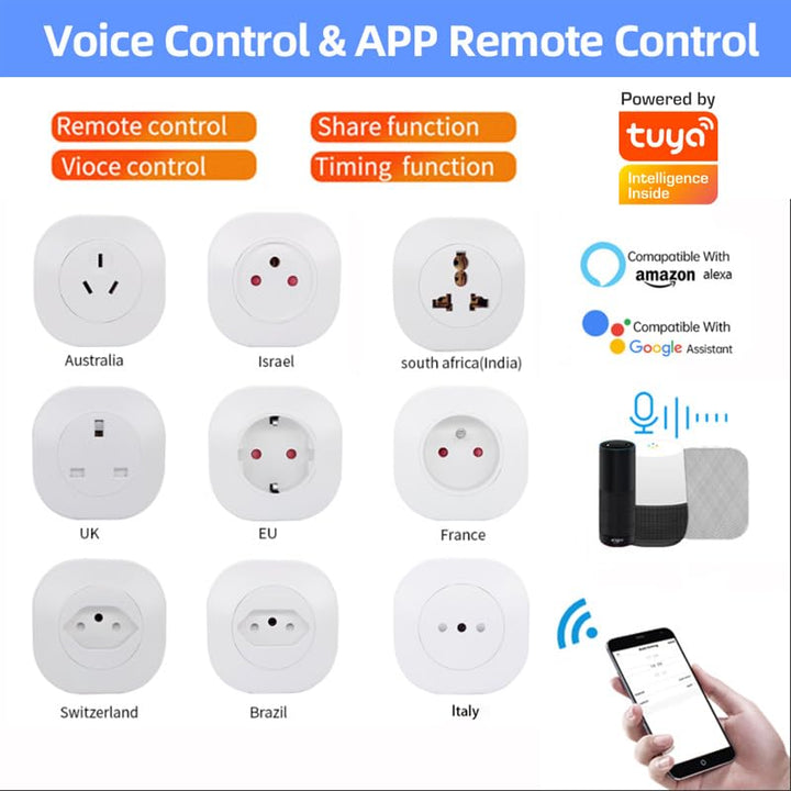 Smart Plug, Mini Wi-Fi Plug That Works with Alexa & Google Home, Compatible with SmartThings, Smart Socket with Remote Control & Timer Function, 2.4Ghz Wi-Fi Only, No Hub Required