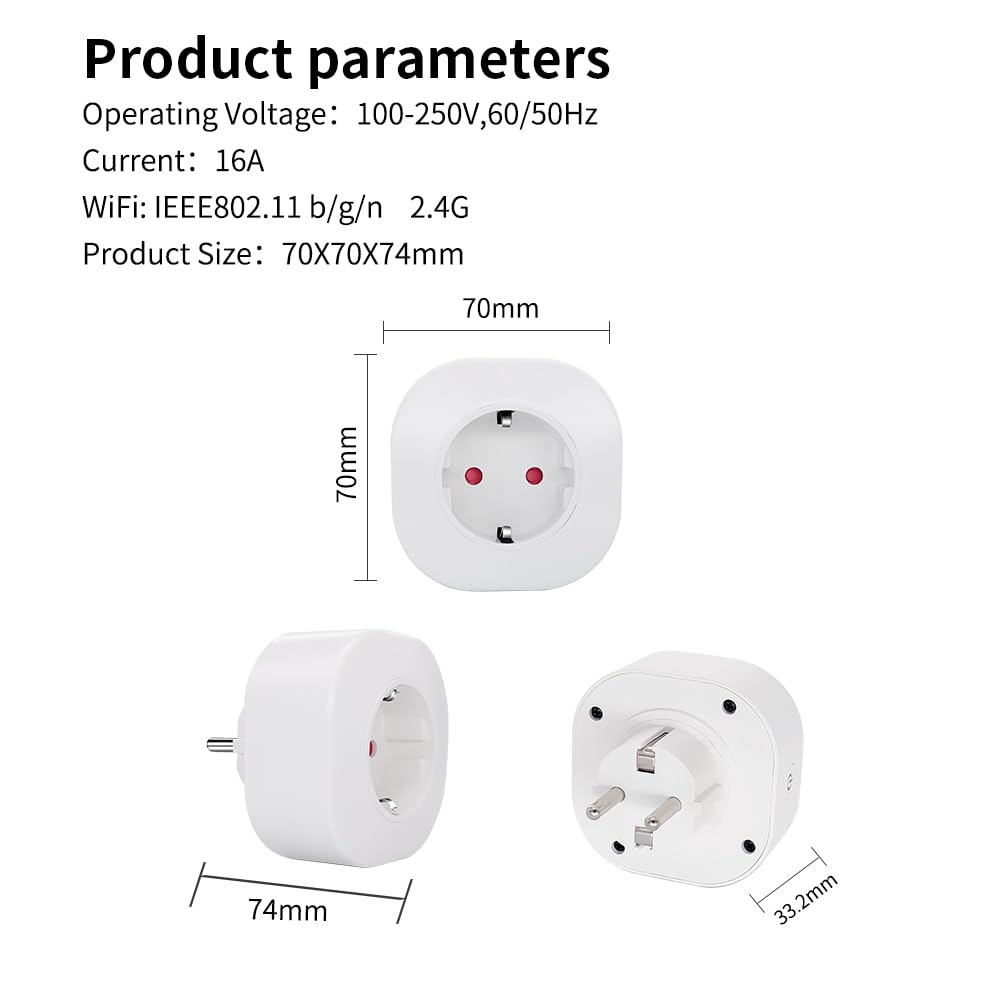 Smart Plug, Mini Wi-Fi Plug That Works with Alexa & Google Home, Compatible with SmartThings, Smart Socket with Remote Control & Timer Function, 2.4Ghz Wi-Fi Only, No Hub Required
