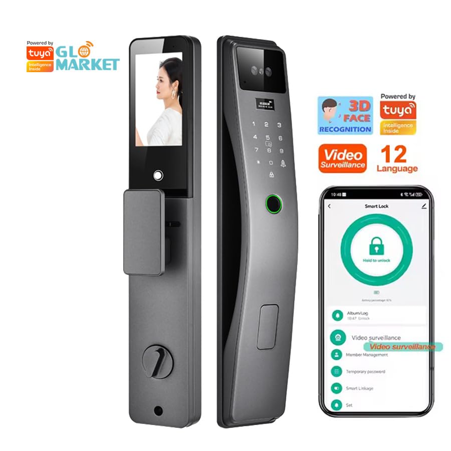 3D Face Recognition Smart Door Lock Real Time Video Intercom WiFi Intelligent Door Lock with Palm Print