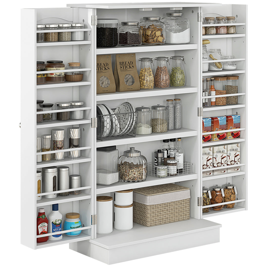 HOMCOM 41" Storage Cabinet, 2-Door Kitchen Pantry Cabinet with 5-tier Shelving, 12 Spice Racks and Adjustable Shelves, Grey