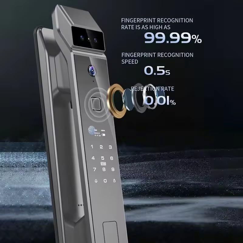 Smart Door Lock 3D Face Fingerprint Recognition Door Lock App Unlocking with Palm Prints Smart Lock Multifunctional Lock Suitable for Residential Home,Villas, Apartments