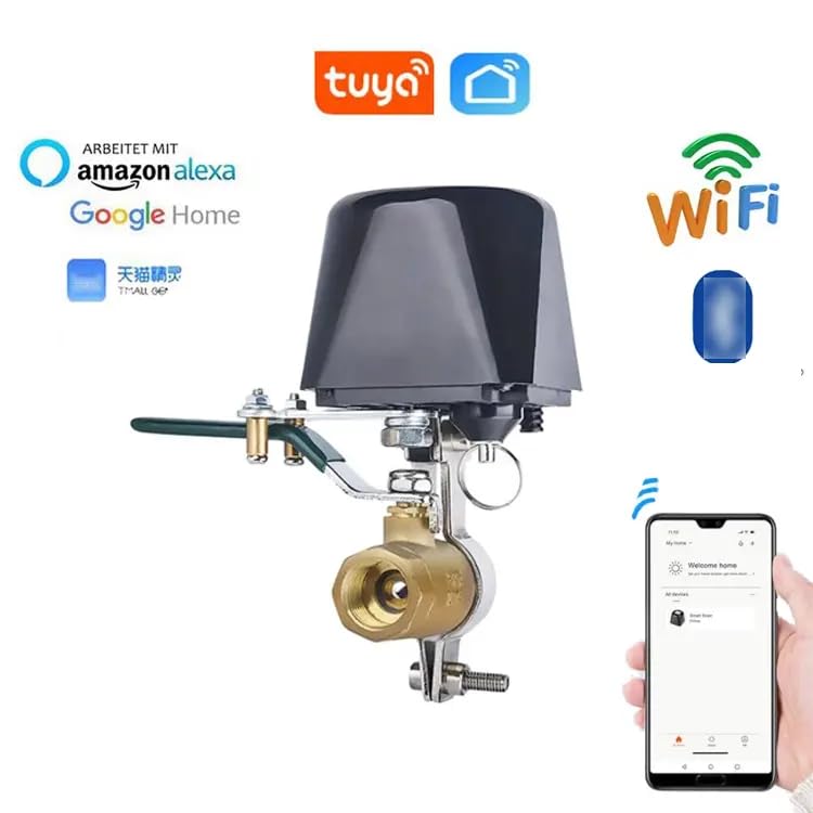 WiFi Water Valve,WiFi Smart Control Water/Gas Valve, Automatic Valve Timer, Compatible with Alexa, Google Assistant and Application Program 1 Pack