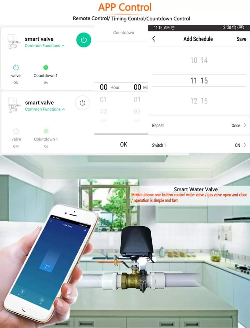 WiFi Water Valve,WiFi Smart Control Water/Gas Valve, Automatic Valve Timer, Compatible with Alexa, Google Assistant and Application Program 1 Pack