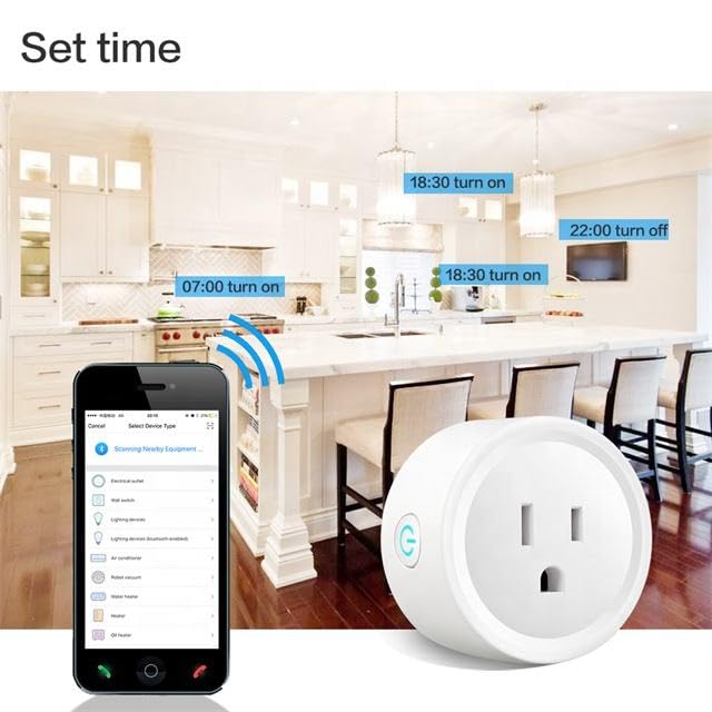 10A Wi Fi Smart Plug, Compatible with Alexa and Google Home sockets, Remote Control with Timing Function, Voice Control, Timing and scheduling,Works with Your Wi-Fi Router – no hub Required.