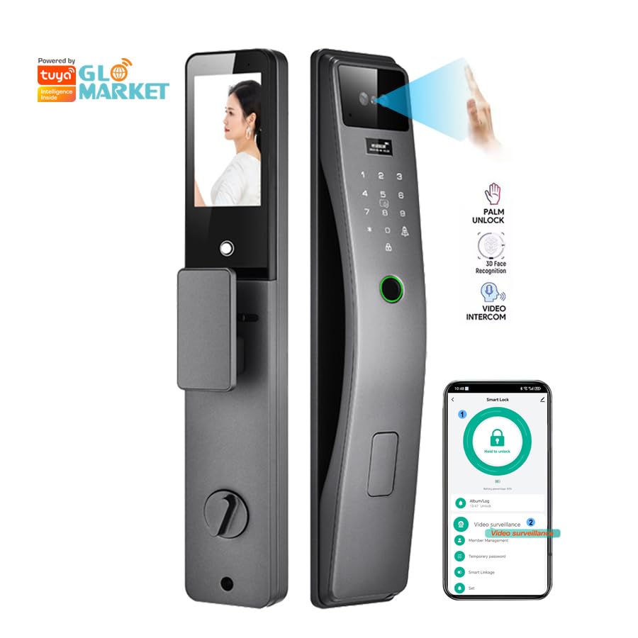 3D Face Recognition Smart Door Lock Real Time Video Intercom WiFi Intelligent Door Lock with Palm Print