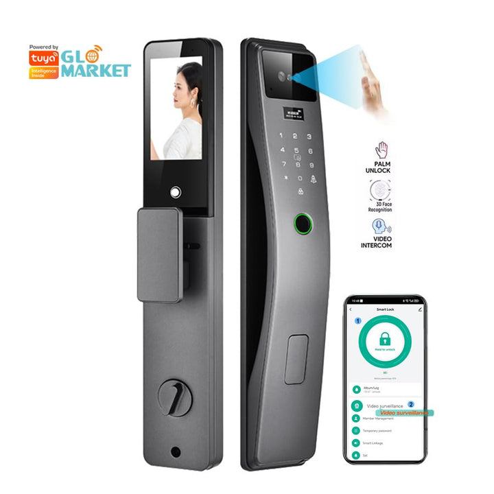 3D Face Recognition Smart Door Lock Real Time Video Intercom WiFi Intelligent Door Lock with Palm Print