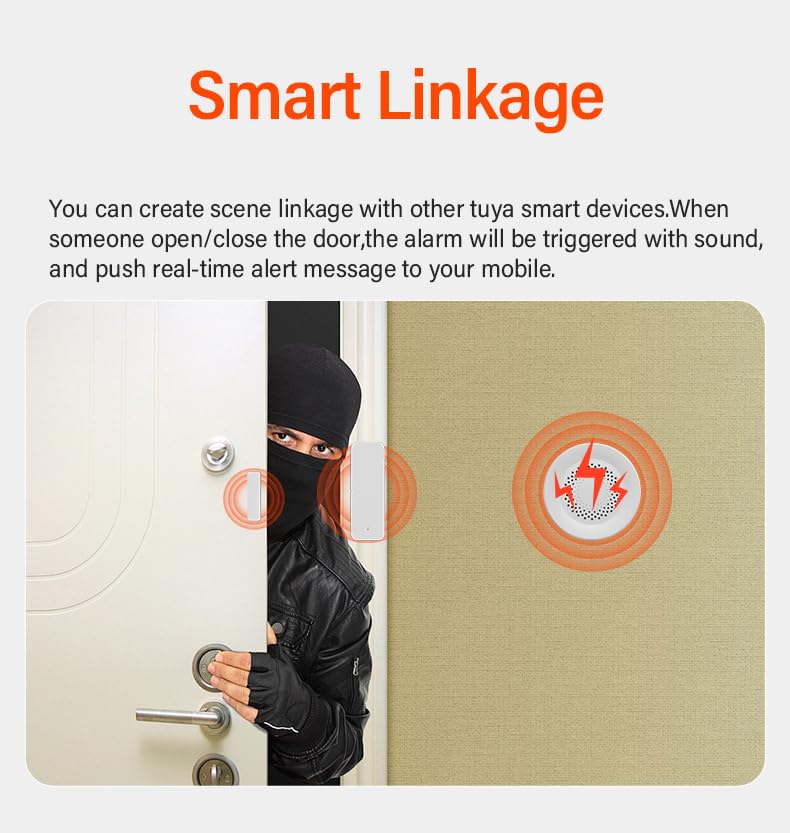 Smart Siren and Door Alarm System App Control, 90db Sounder Impact Resistant, Sound Light for House Apartment