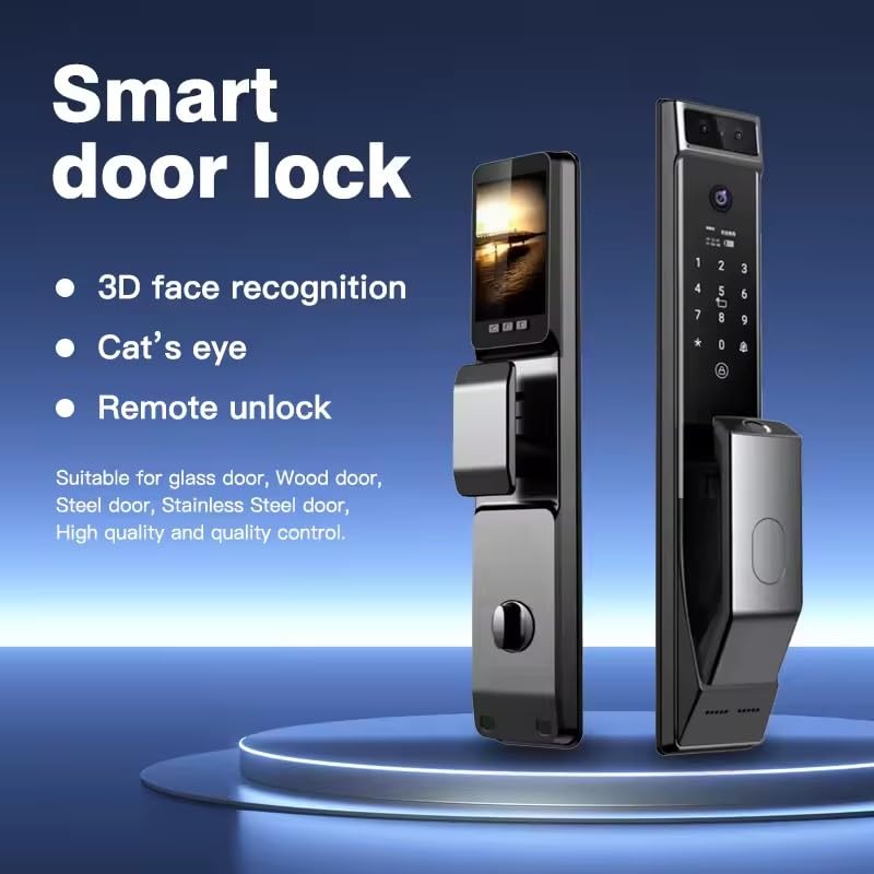 3D Face Recognition Smart Door Lock Security Camera Monitor Intelligent Fingerprint Password Electronic Key Unlock Fingerprint Door Locks,Combination Smart Door Locks,Digital Door Locks,Door Locks